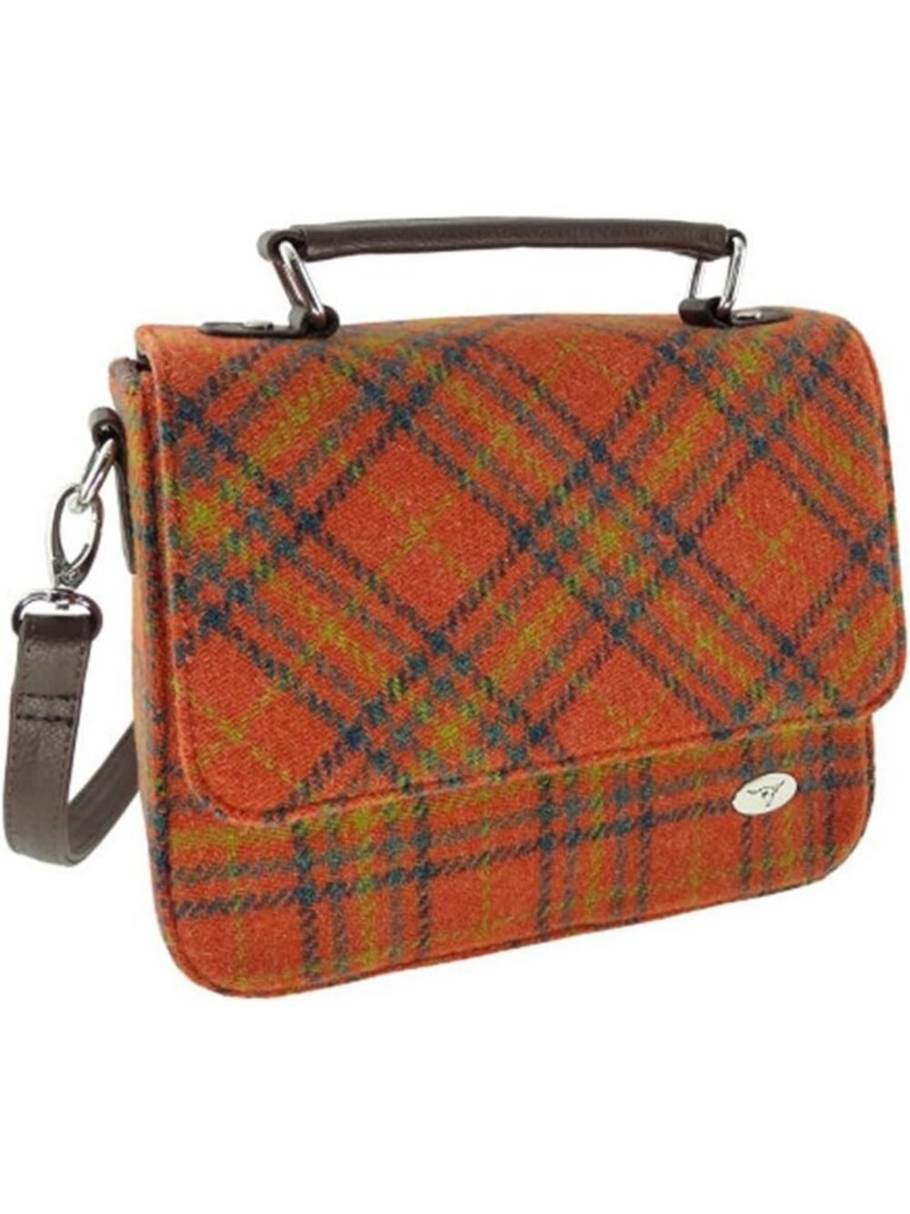 Stylish Harris Tweed Square Bag, Handmade in Scotland, Chic & Durable Accessory